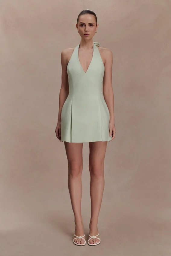Vestido de algodón con cuello halter Nelly – Salvia Vestido de algodón con cuello halter Nelly – Salvia