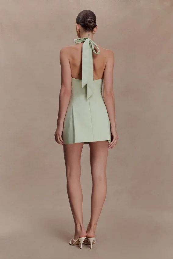 Vestido de algodón con cuello halter Nelly – Salvia Vestido de algodón con cuello halter Nelly – Salvia