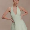 Vestido de algodón con cuello halter Nelly – Salvia Vestido de algodón con cuello halter Nelly – Salvia
