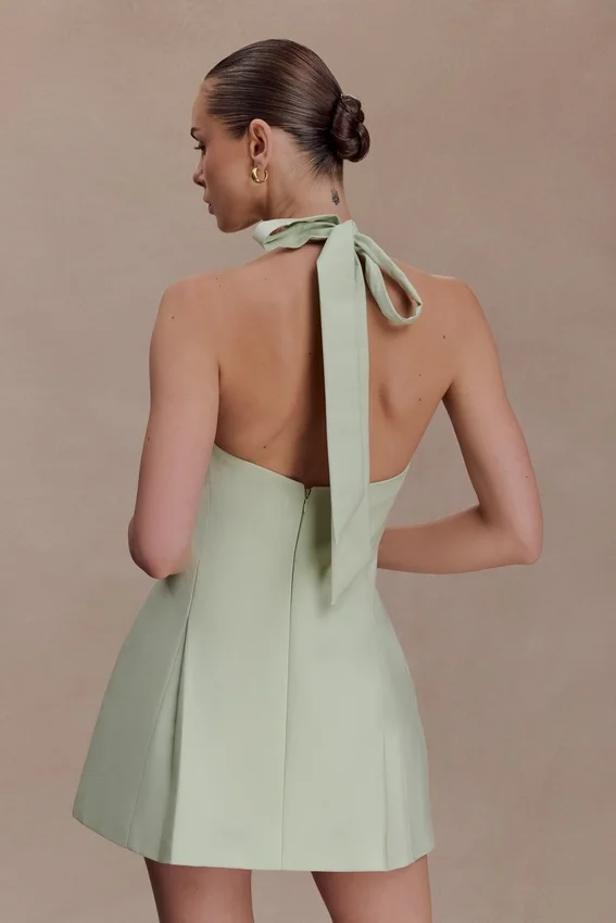 Vestido de algodón con cuello halter Nelly – Salvia Vestido de algodón con cuello halter Nelly – Salvia