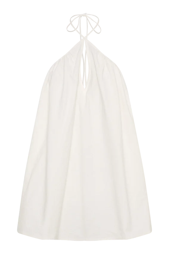 Vestido de algodón con cuello halter y abertura en forma de ojo de cerradura Sonja – Blanco Vestido de algodón con cuello halter y abertura en forma de ojo de cerradura Sonja – Blanco