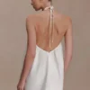 Vestido de algodón con cuello halter y abertura en forma de ojo de cerradura Sonja – Blanco Vestido de algodón con cuello halter y abertura en forma de ojo de cerradura Sonja – Blanco
