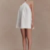 Vestido de algodón con cuello halter y abertura en forma de ojo de cerradura Sonja – Blanco Vestido de algodón con cuello halter y abertura en forma de ojo de cerradura Sonja – Blanco