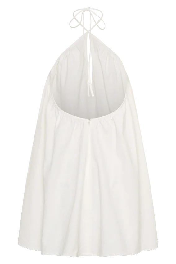 Vestido de algodón con cuello halter y abertura en forma de ojo de cerradura Sonja – Blanco Vestido de algodón con cuello halter y abertura en forma de ojo de cerradura Sonja – Blanco