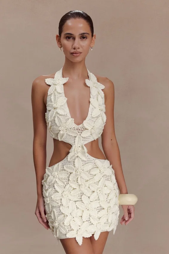 Vestido de croché floral Jaylene – Blanco Vestido de croché floral Jaylene – Blanco