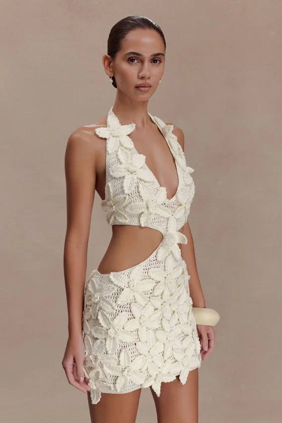 Vestido de croché floral Jaylene – Blanco Vestido de croché floral Jaylene – Blanco