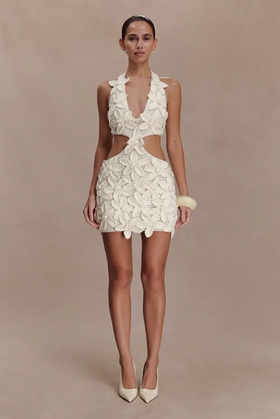 Vestido de croché floral Jaylene – Blanco Vestido de croché floral Jaylene – Blanco
