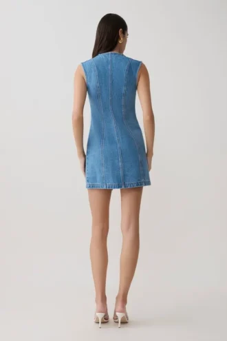 Vestido de Denim con botones en la parte delantera Penn – Azul verano