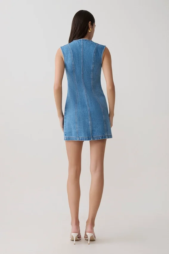 Vestido de Denim con botones en la parte delantera Penn – Azul verano Vestido de Denim con botones en la parte delantera Penn – Azul verano