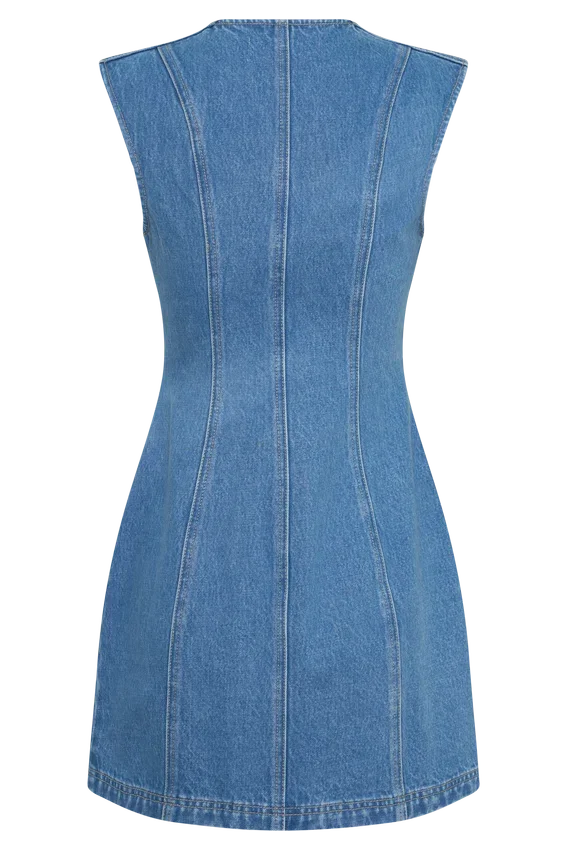 Vestido de Denim con botones en la parte delantera Penn – Azul verano Vestido de Denim con botones en la parte delantera Penn – Azul verano