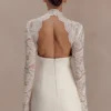 Vestido de encaje de manga larga Aurelie – Marfil
