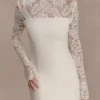Vestido de encaje de manga larga Aurelie – Marfil