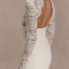 Vestido de encaje de manga larga Aurelie – Marfil