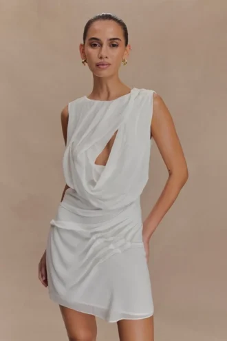 Vestido de gasa Oria – Blanco