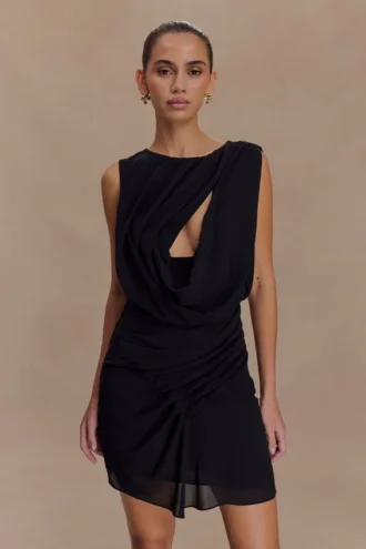 Vestido de gasa Oria – Negro