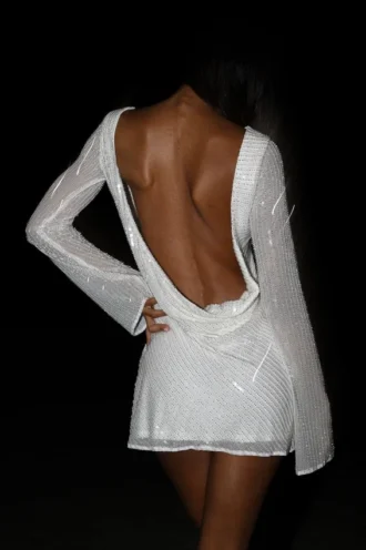 Vestido de lentejuelas Nala – Blanco