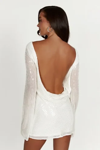 Vestido de lentejuelas Nala – Blanco