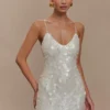 Vestido de lentejuelas Romilly – Marfil