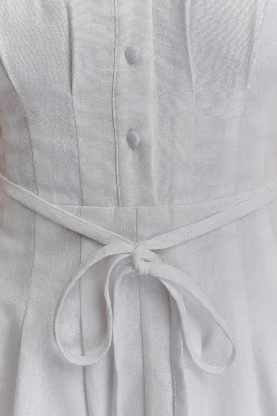 Vestido de lino con botones Aysha – Blanco Vestido de lino con botones Aysha – Blanco