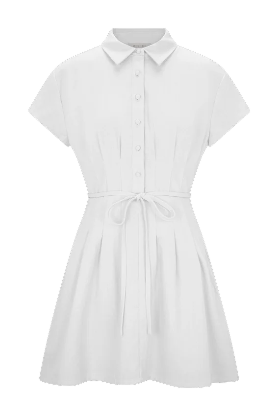 Vestido de lino con botones Aysha – Blanco Vestido de lino con botones Aysha – Blanco