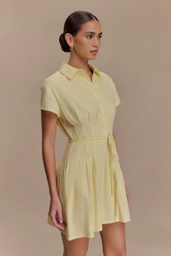 Vestido de lino con botones Aysha – Limón Vestido de lino con botones Aysha – Limón