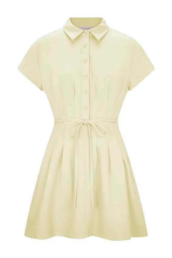 Vestido de lino con botones Aysha – Limón Vestido de lino con botones Aysha – Limón