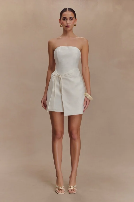 Vestido de lino sin tirantes Steph – Blanco Vestido de lino sin tirantes Steph – Blanco