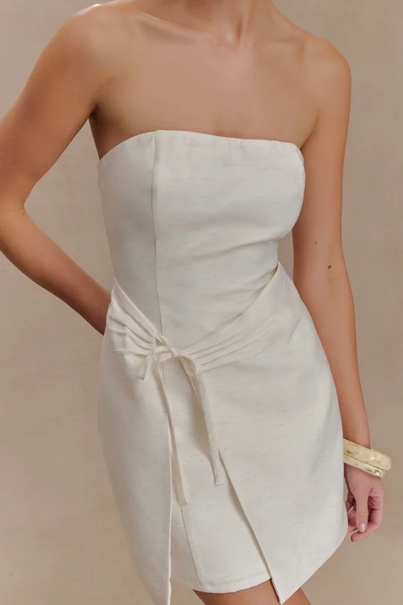 Vestido de lino sin tirantes Steph – Blanco Vestido de lino sin tirantes Steph – Blanco