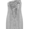 Vestido de malla brillante de un solo hombro Lyle – Plata Vestido de malla brillante de un solo hombro Lyle – Plata