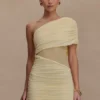 Vestido de malla con un solo hombro Dallas – Limón Vestido de malla con un solo hombro Dallas – Limón