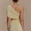 Vestido de malla con un solo hombro Dallas – Limón Vestido de malla con un solo hombro Dallas – Limón