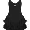 Vestido de malla con volantes Calantha – Negro