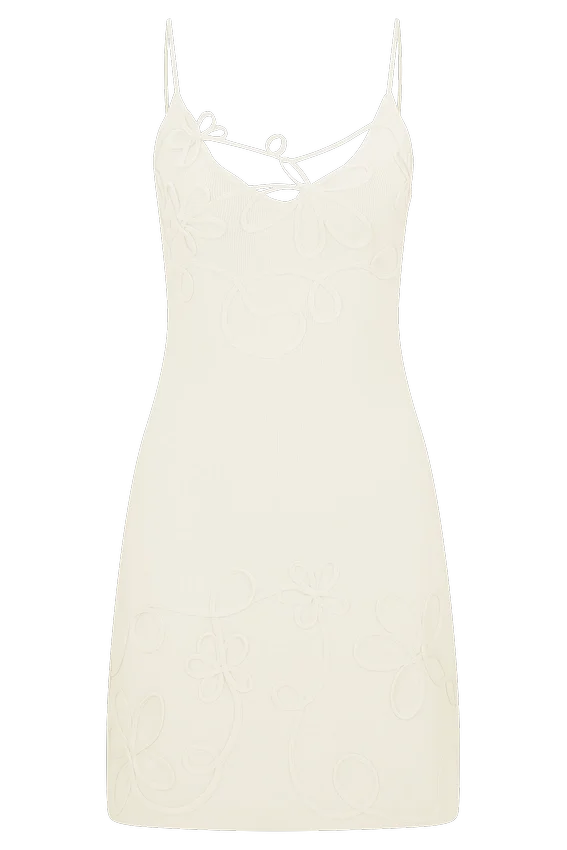 Vestido de punto bordado Brullo – Marfil Vestido de punto bordado Brullo – Marfil