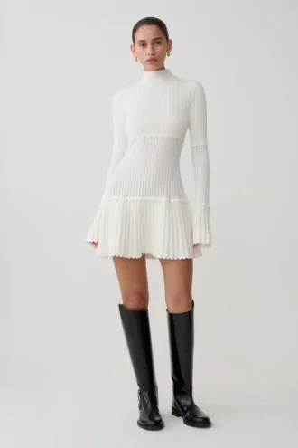 Vestido de punto calado Adena – Marfil