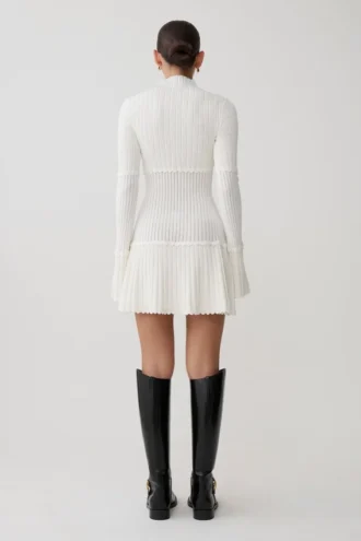 Vestido de punto calado Adena – Marfil