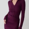 Vestido de punto con botones y manga larga Agness – Ciruela Vestido de punto con botones y manga larga Agness – Ciruela