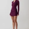 Vestido de punto con botones y manga larga Agness – Ciruela Vestido de punto con botones y manga larga Agness – Ciruela