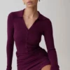 Vestido de punto con botones y manga larga Agness – Ciruela Vestido de punto con botones y manga larga Agness – Ciruela