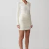 Vestido de punto con botones y manga larga Agness – Marfil Vestido de punto con botones y manga larga Agness – Marfil
