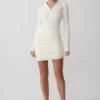 Vestido de punto con botones y manga larga Agness – Marfil Vestido de punto con botones y manga larga Agness – Marfil