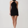 Vestido de punto con cuello halter Hector – Negro Vestido de punto con cuello halter Hector – Negro