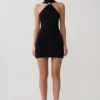 Vestido de punto con cuello halter Hector – Negro Vestido de punto con cuello halter Hector – Negro