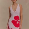 Vestido de punto con estampado Dorothy – Estampado Deco Fleur en rojo