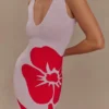 Vestido de punto con estampado Dorothy – Estampado Deco Fleur en rojo