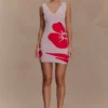 Vestido de punto con estampado Dorothy – Estampado Deco Fleur en rojo