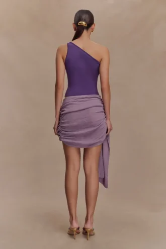 Vestido de punto con falda drapeada Cali – Morado