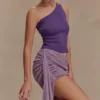 Vestido de punto con falda drapeada Cali – Morado