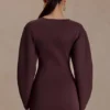 Vestido de punto con mangas abullonadas Billy – Chocolate oscuro Vestido de punto con mangas abullonadas Billy – Chocolate oscuro