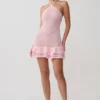 Vestido de punto de ganchillo Carrisa – Rosa bebé Vestido de punto de ganchillo Carrisa – Rosa bebé