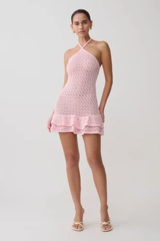 Vestido de punto de ganchillo Carrisa – Rosa bebé